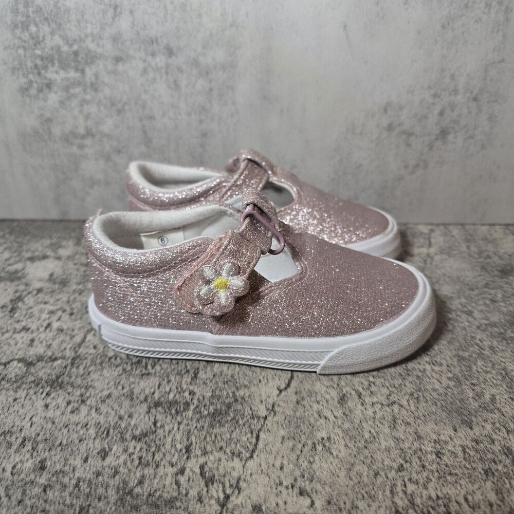 Cupcakes And Cashmere Mary Janes Glitter Pink Flower Toddler Size 6 Girlie